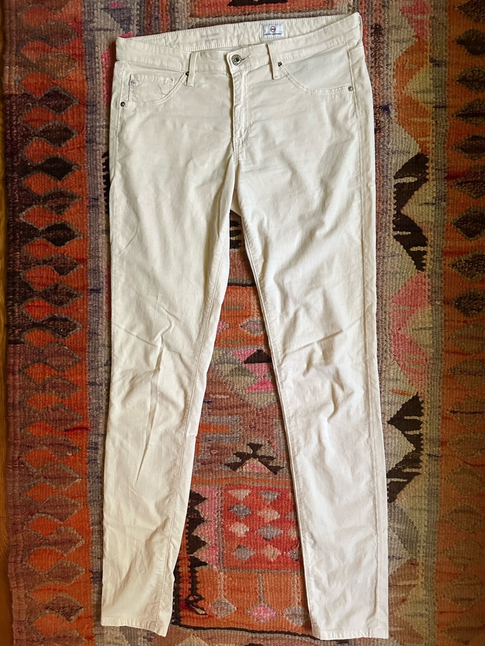 AG Adriano Goldschmied Fine Guage lightweight Corduroy Skinny Jeans Ivory